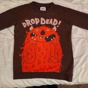 Drop Dead Brown Monster Pullover Sweater (Unisex) Size Small